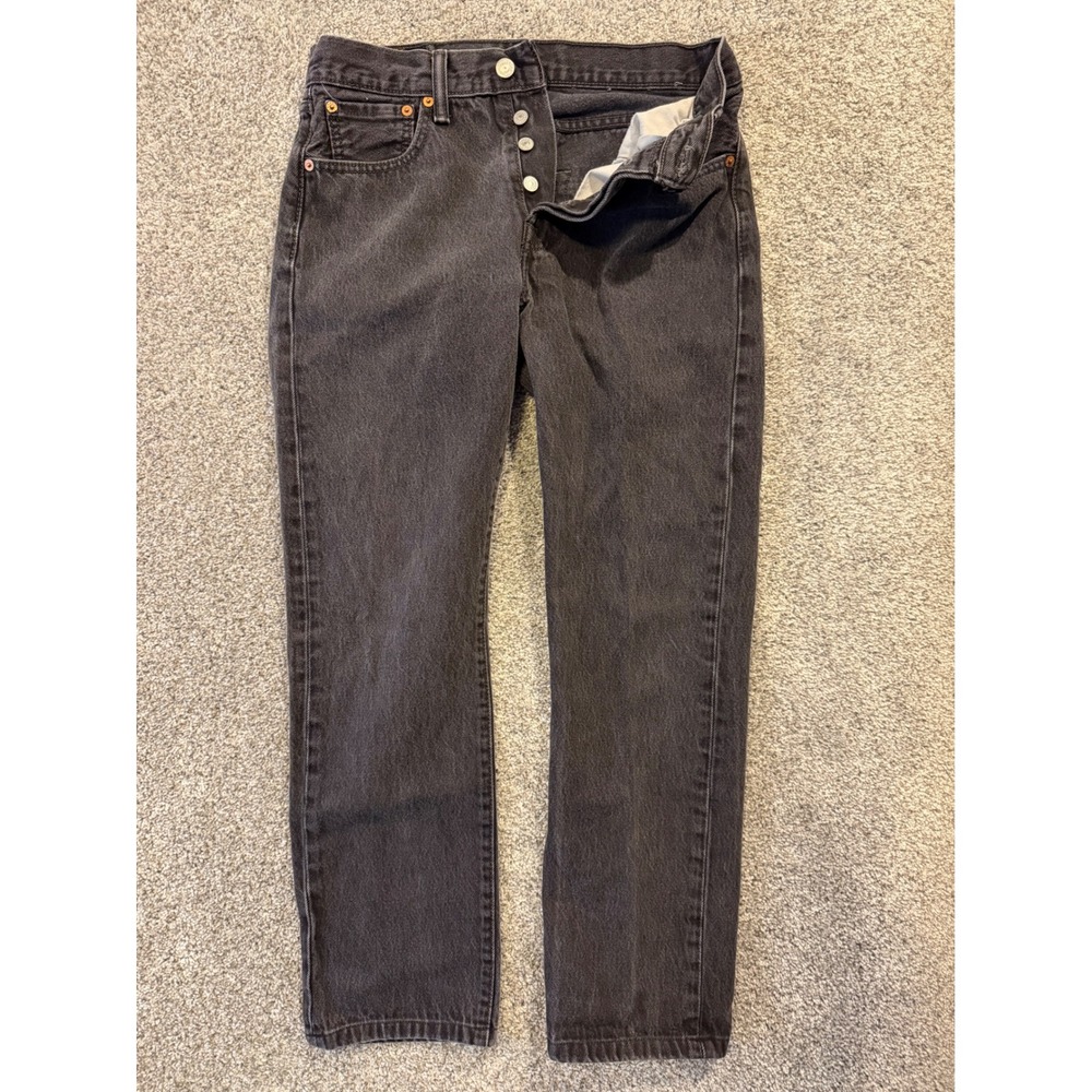 Levis 501 Jeans Mens 30X29* Black Dark Wash Button Fly Straight Leg *